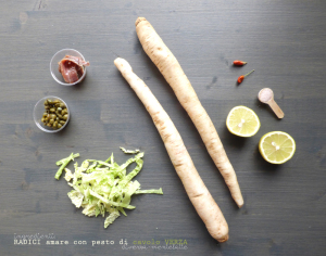 Radici amare con pesto di cavolo verza