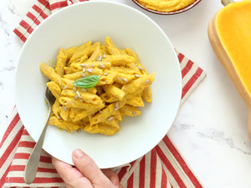 Spaghetti di zucchine con hummus di cannellini e zucca